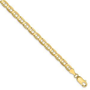 4.5mm, 14k Yellow Gold, Solid Concave Anchor Chain Bracelet, 8 Inch